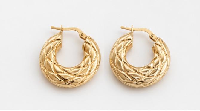 14K Solid Gold Hoop Earrings (585)