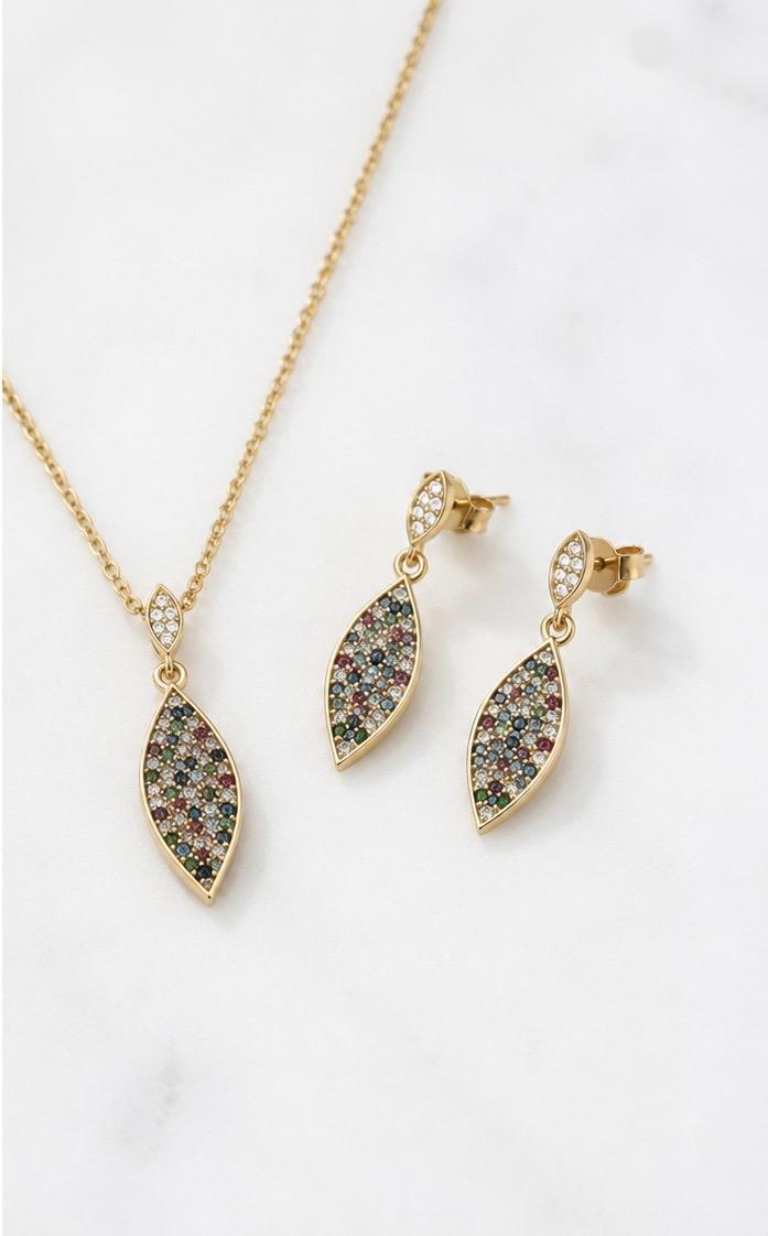 14ct Solid Gold Multicolour Jewellery Set