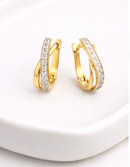 14ct Yellow Gold Earrings with Zirconia