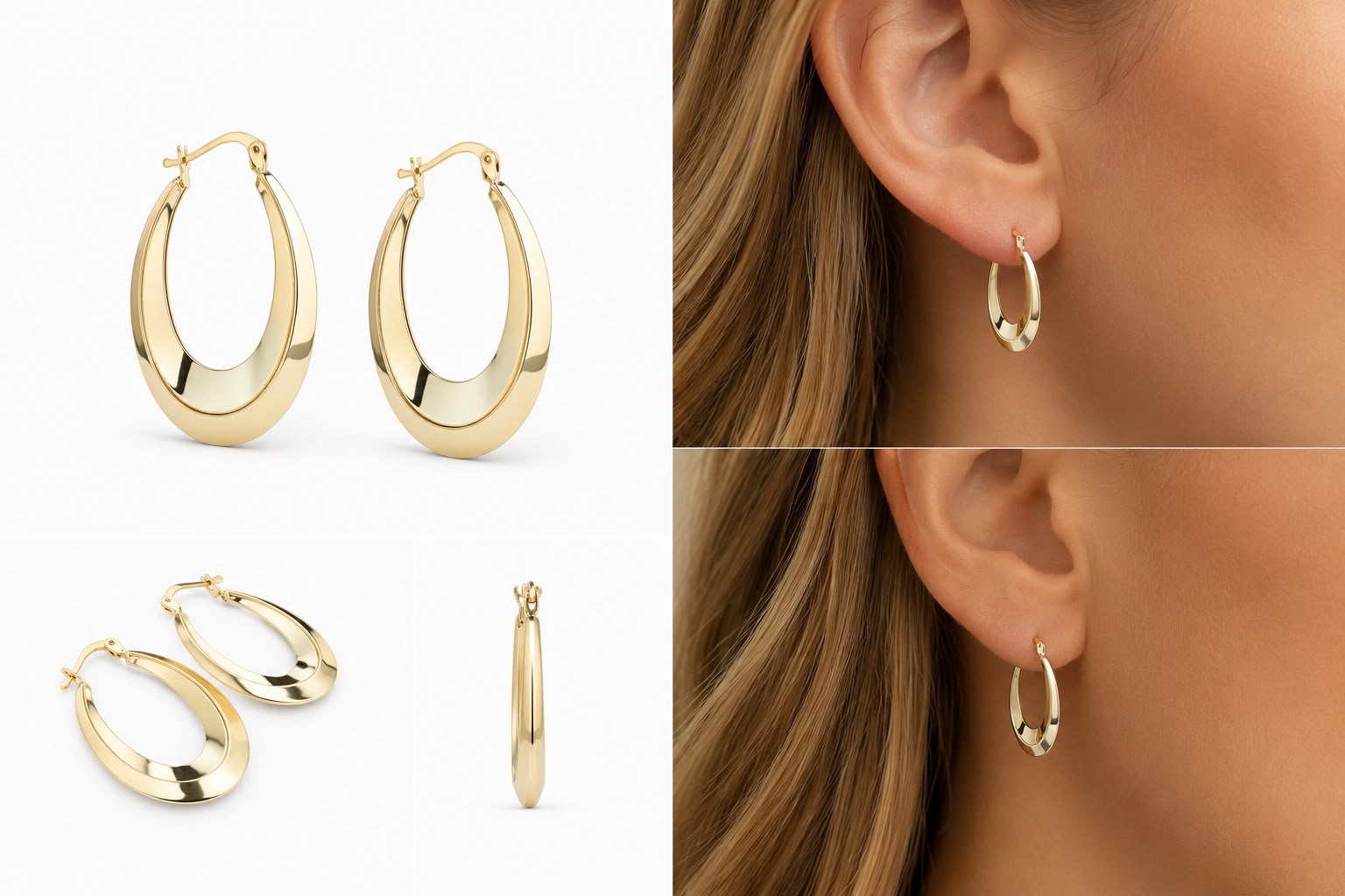 Elegant 14K Gold Hoop Earrings – 3.5 cm