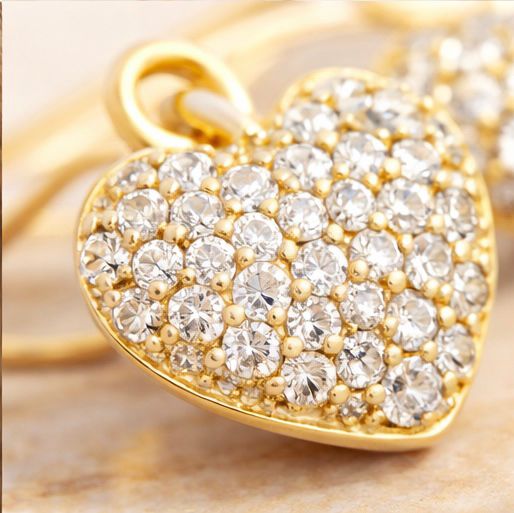 14ct Yellow Gold Heart Drop Earrings