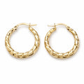 14K Gold Textured Hoop Earrings – 585