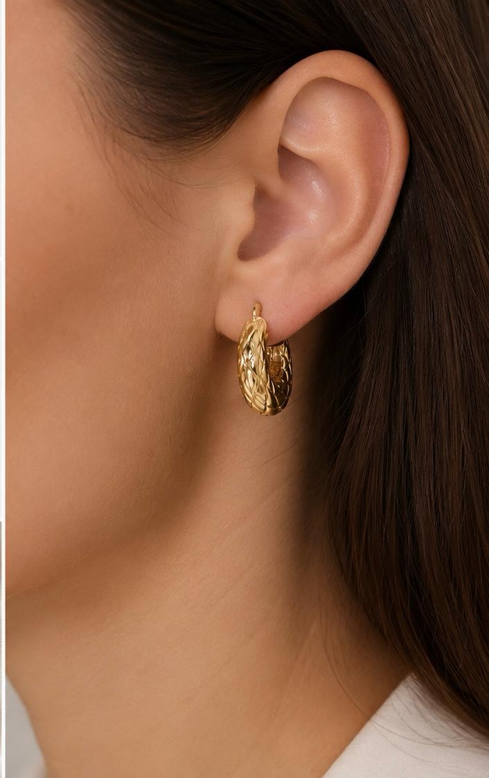 14K Solid Gold Hoop Earrings (585)