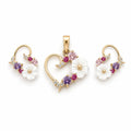 14K Gold Floral Heart Jewellery Set – 585 💕🌸