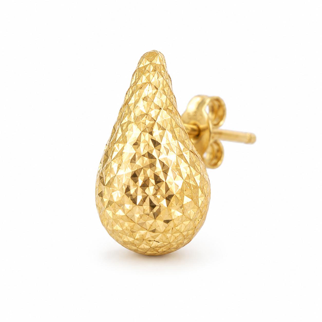 14K / 585 Gold Diamond-Cut Teardrop Earrings