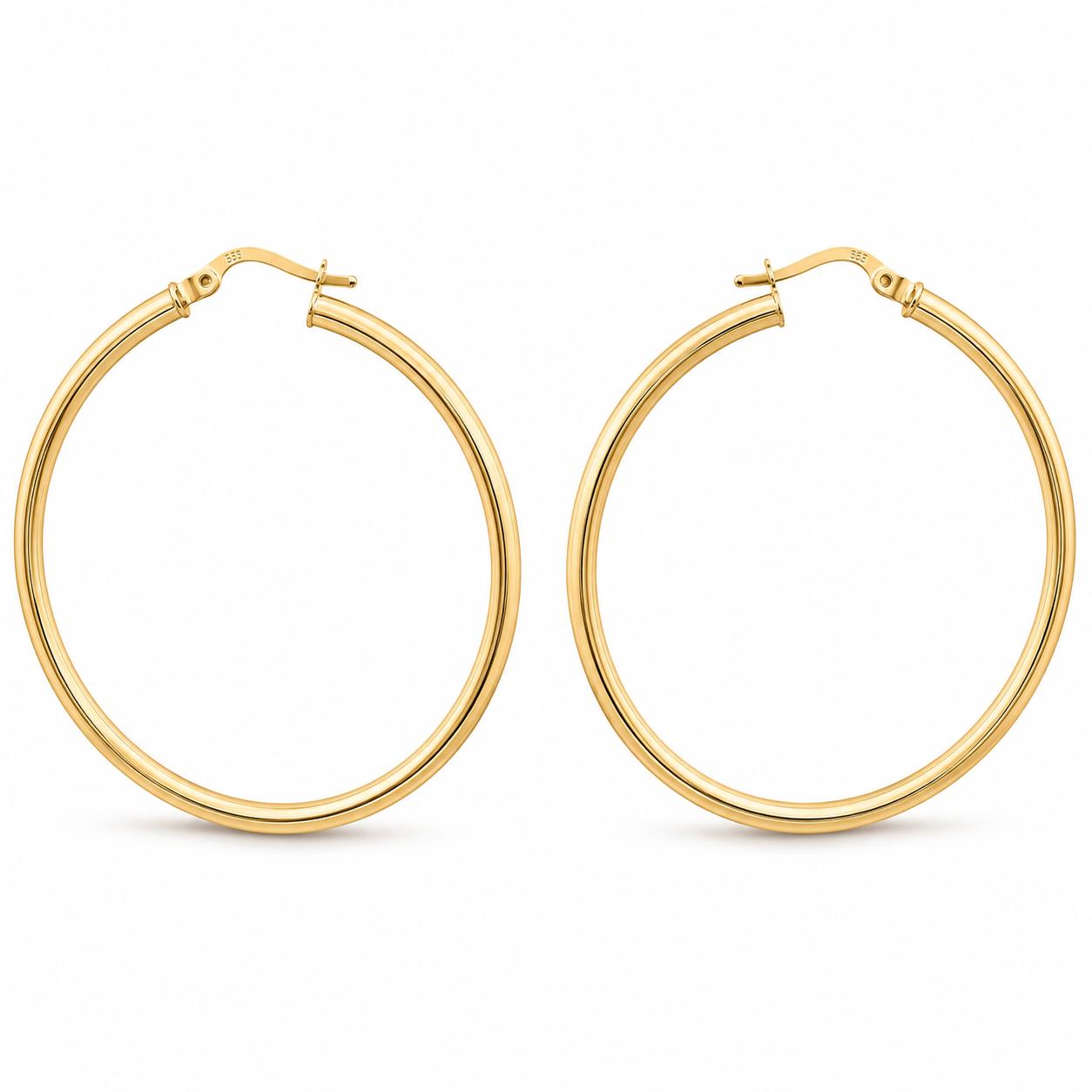 Classic 14K Gold Hoop Earrings – Approx. 5 cm