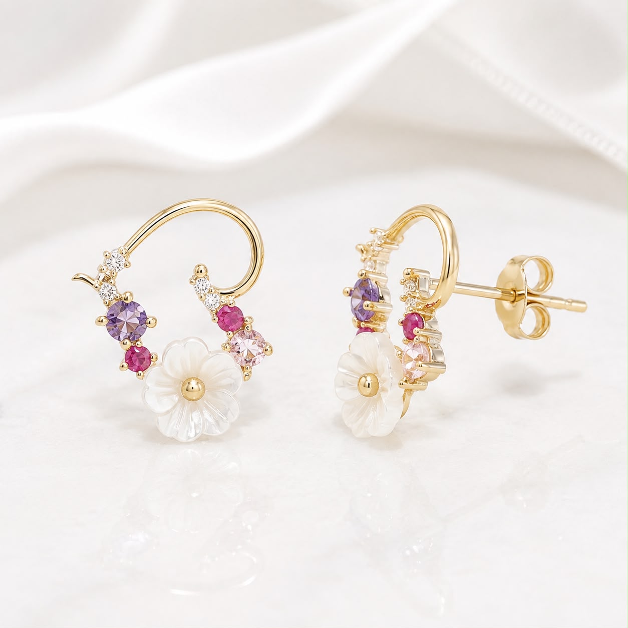 14K Gold Floral Heart Jewellery Set – 585 💕🌸
