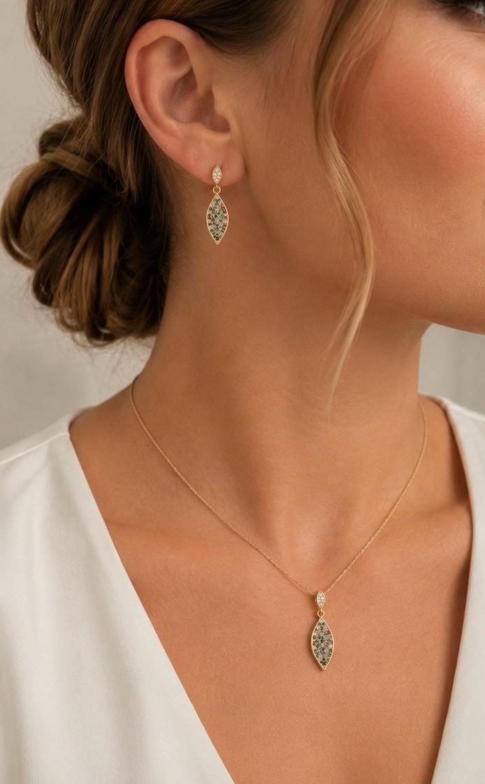 14ct Solid Gold Multicolour Jewellery Set