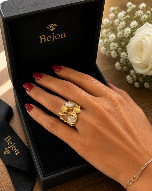 14ct Gold Statement Ring with Zirconia