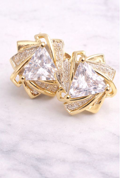 14ct Yellow Gold Earrings with Zirconia