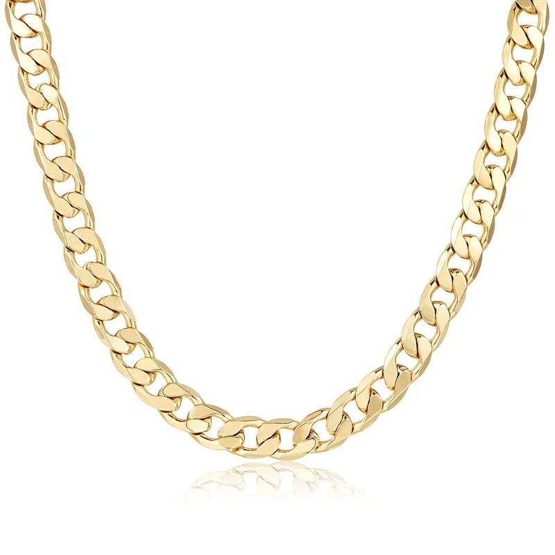 Men’s flat curb chain necklace 14ct