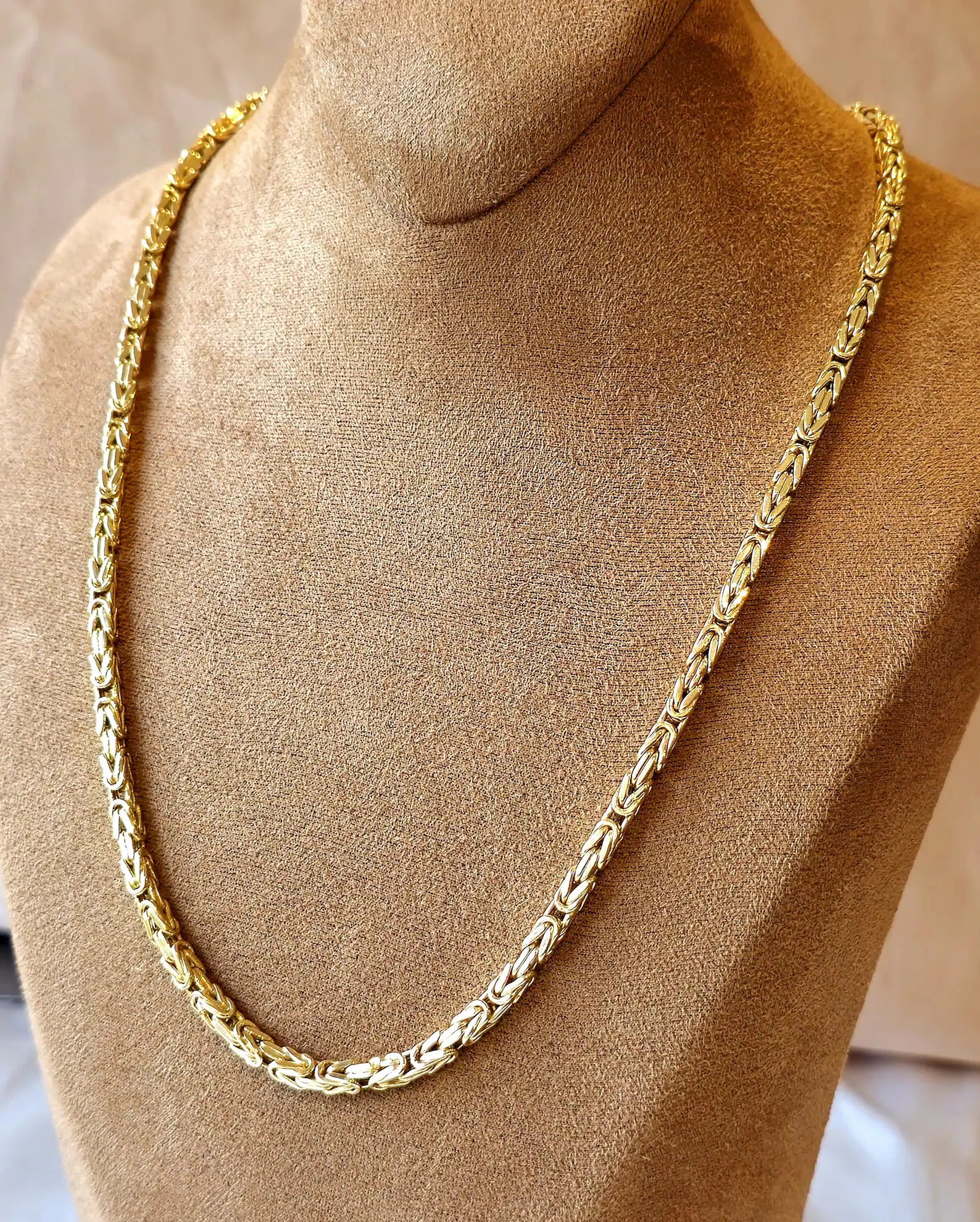 14K Real Gold Byzantine Chain Necklace