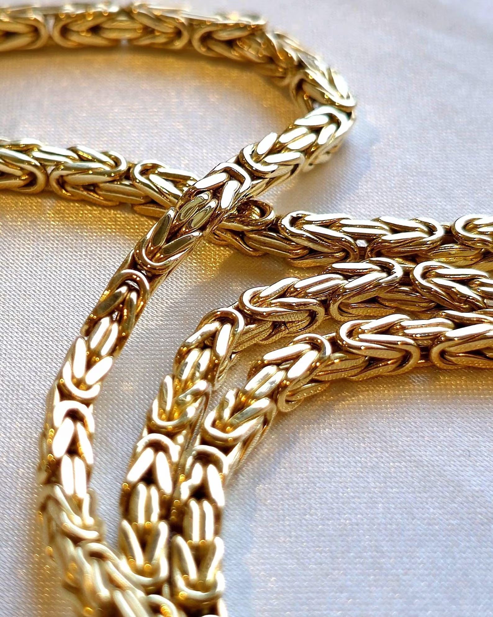 14K Real Gold Byzantine Chain Necklace